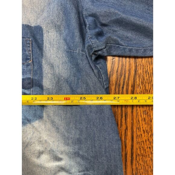 UNIF Blue Cold Shoulder Pearl Snap Button Up Denim Shirt Top   Women's Size XS - Picture 9 of 10